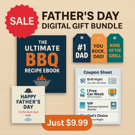 Father’s Day Digital Gift Bundle – BBQ Recipes, Printables & More