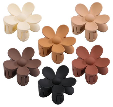 Matte Flower Hair Clips, Large Rectangle Hair Claw Clips for Women Thin Thick Curly Hair 6 Pack