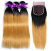 3 Honey Blonde Ombre (1B/27)  Bundles with Free 4x4 Closure (1B at Roots)