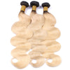 3 Bundles of Platinum Blonde Ombre (1B/613) with Free Closure (1B at Roots)