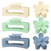 Matte Flower Hair Clips, Large Rectangle Hair Claw Clips for Women Thin Thick Curly Hair 6 Pack