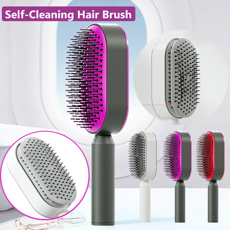 Viral Self-Cleaning Detangling Hair Brush — 1-Click Hair Removal & Scalp Massage Comb